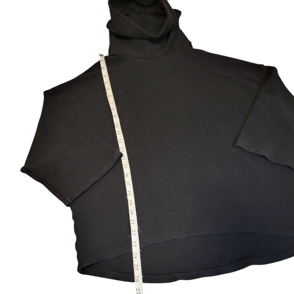 Esby Mesa Top Black Rib Dolman Sleeve Turtleneck Sweater 100% Cotton Medium - Picture 4 of 8